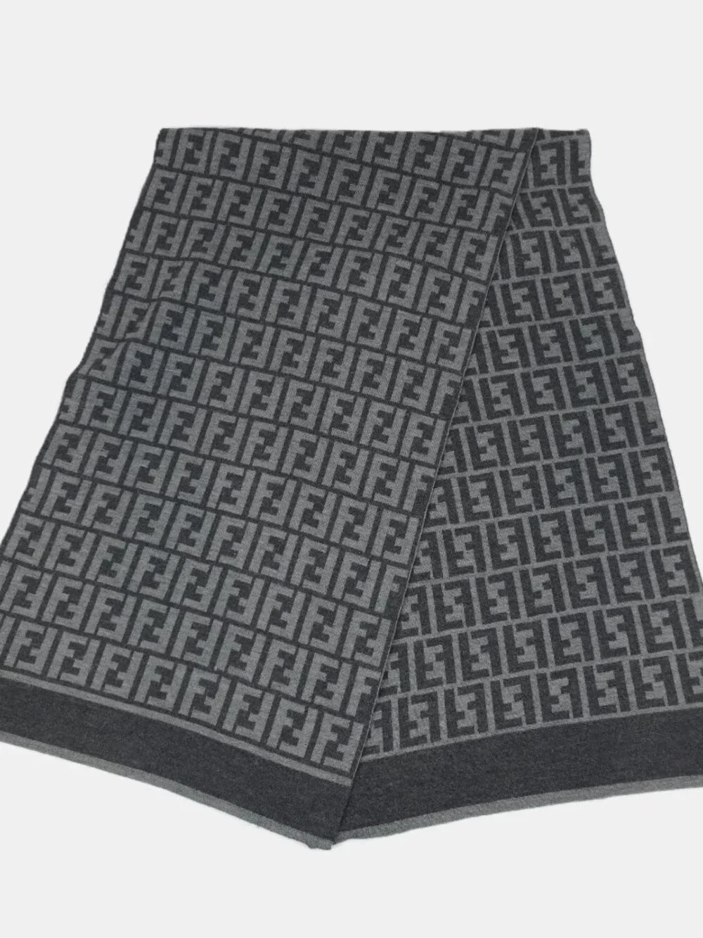 Fendi FF Zucca Monogram Rectangle Scarf / Wrap In Gray Size EU 50 - VINTAGE